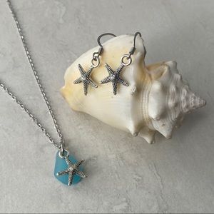 Sea Glass Starfish Jewelry Set